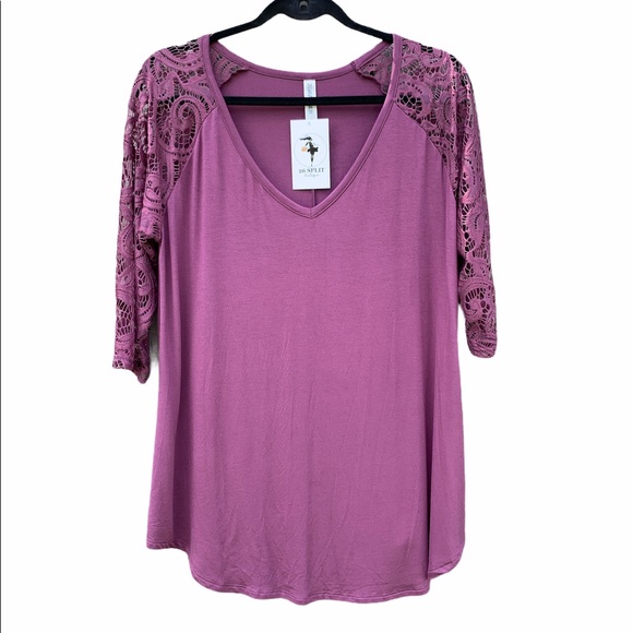 Zenana Premium Wine color Lace top NWT misc sizes - Picture 3 of 11